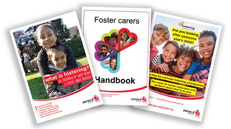 Front cover of 3 of the fostering handbooks