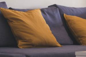 Close up of cushions on a sofa