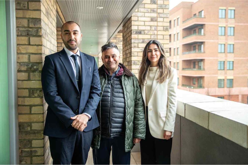 Cllr Ergin Erbil, The Leader of Enfield Council, Mr Molla, resident at Meridian One and Cllr Ayten Guzel, Cabinet Member for Housing.