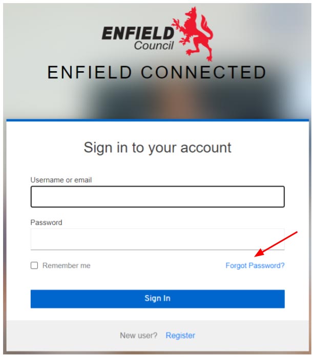 Image of Enfield Connected Forgot password link