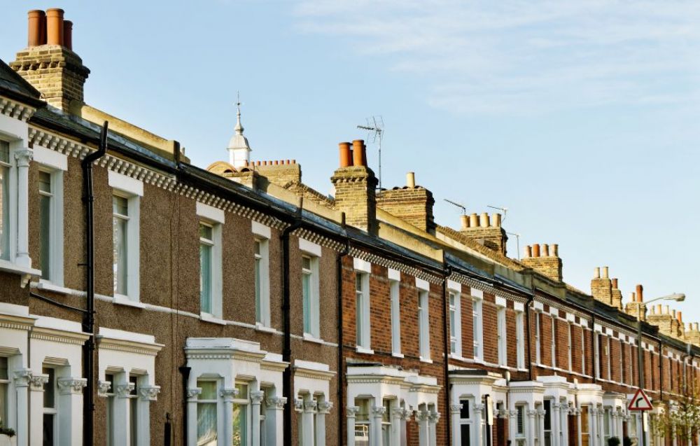 A row of residential terraced houses in London