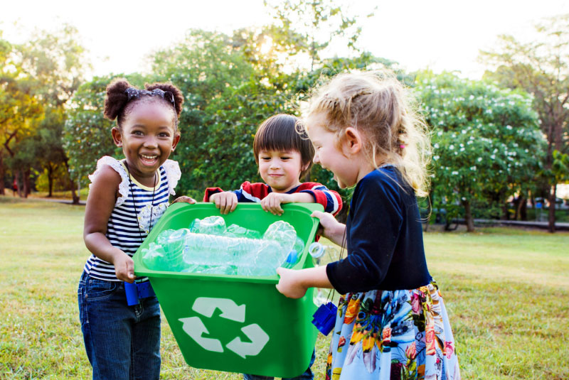 Kids at a recycling event