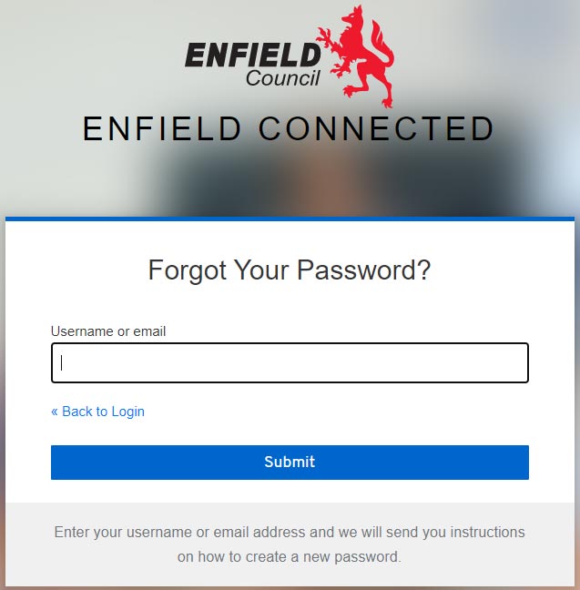 Image of Enfield Connected Forgot password form
