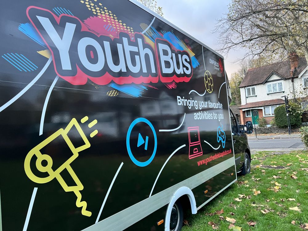 Side view of the Council's Youth Bus