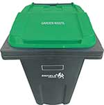 Garden waste bin with green lid