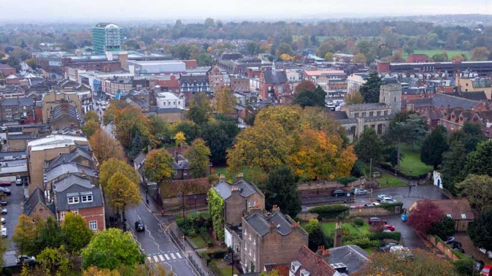 Enfield Town taken from the roof of Enfield Civic Centre
