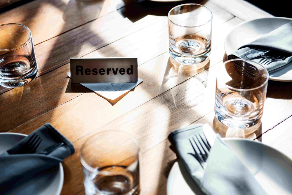 Table with a reserved sign 