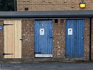 Pram sheds on a housing estate