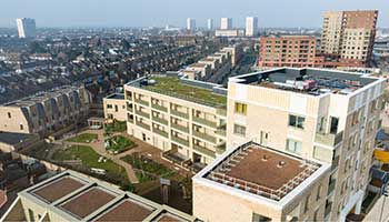 Aerial view of homes