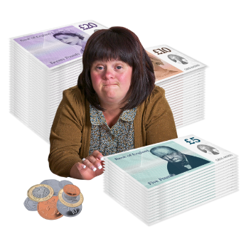 Woman surrounded by money