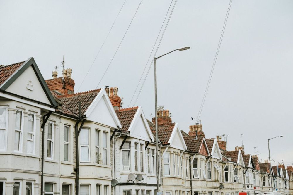 Row of houses in a suburban area