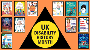 Disability History Month 2023 poster showing a range of books