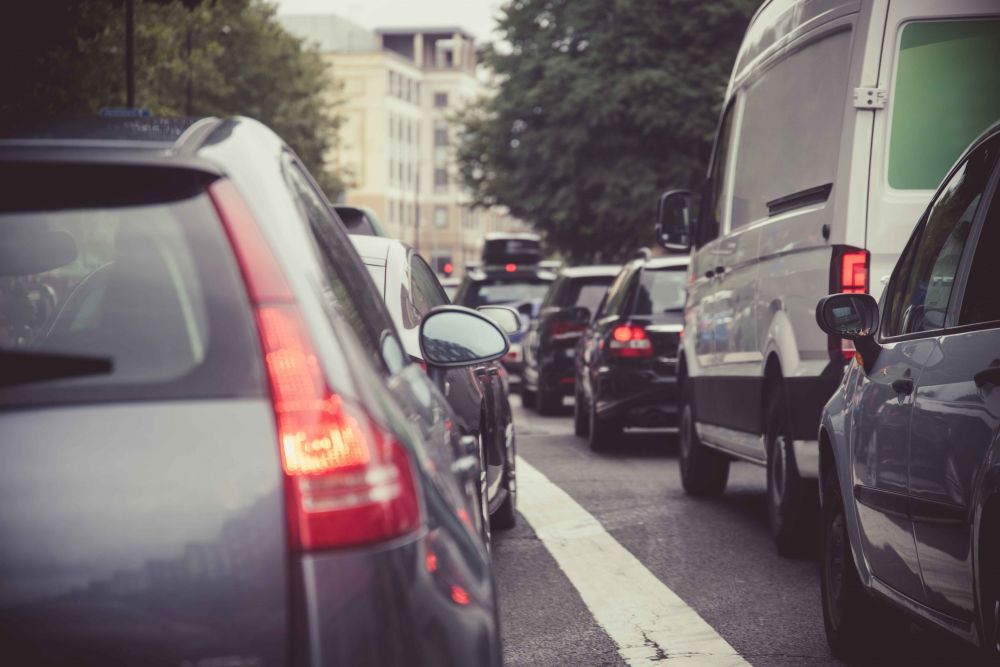 A queue of cars