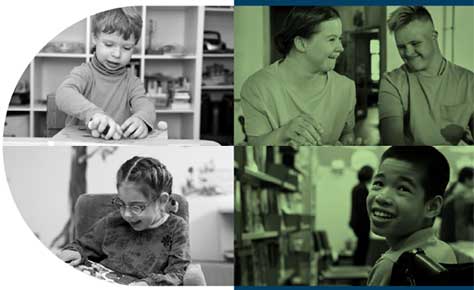 4 photos of children and young people