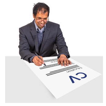 Man writing his CV