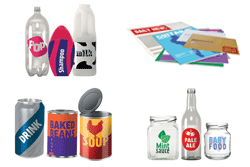 Plastic bottles, paper and card, food tins and drink cans, glass bottles and jars