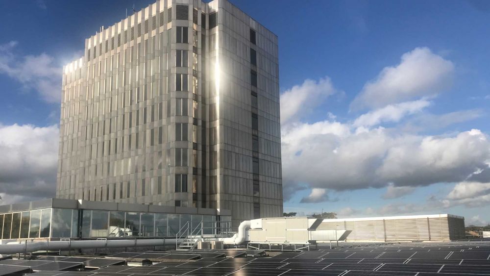 Civic Centre Tower and solar panels on the roof