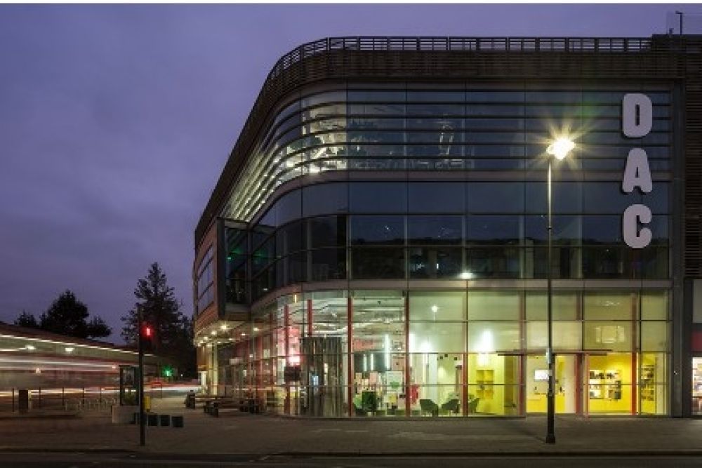 Dugdale Arts Centre photographed at night
