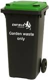 Green-lidded garden waste bin