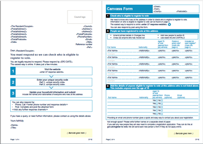 Blue canvass form