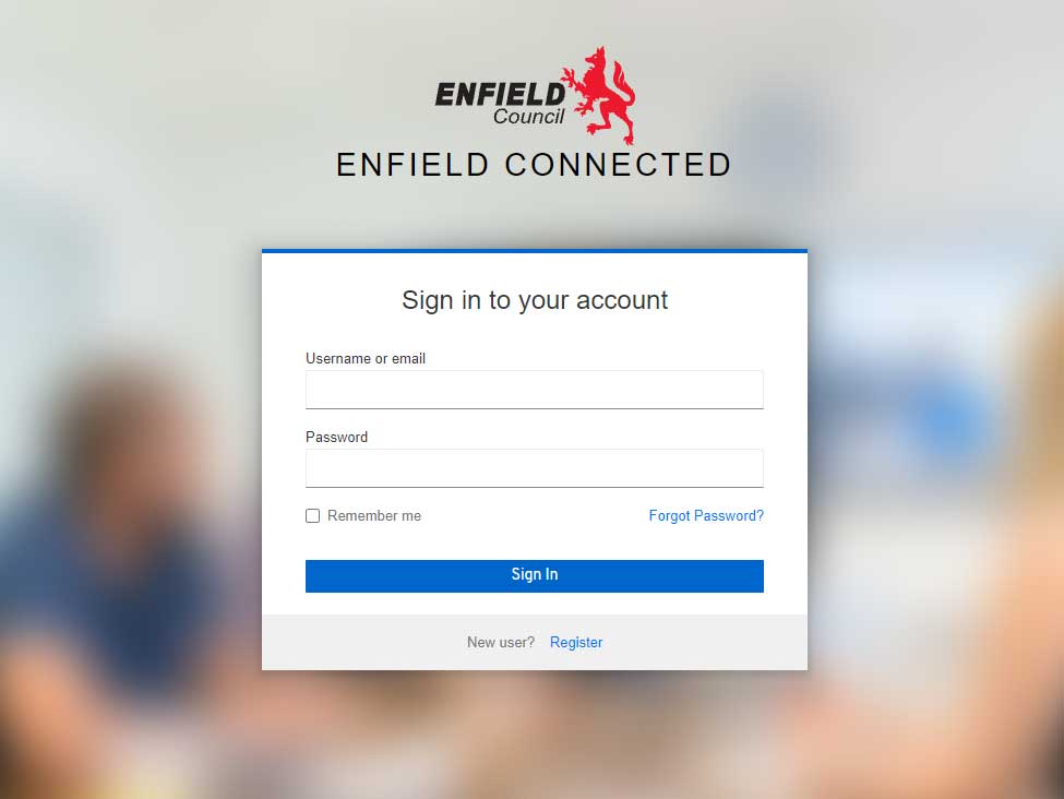Image of Enfield Connected sign in portal