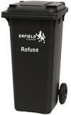 Black-lidded general waste bin