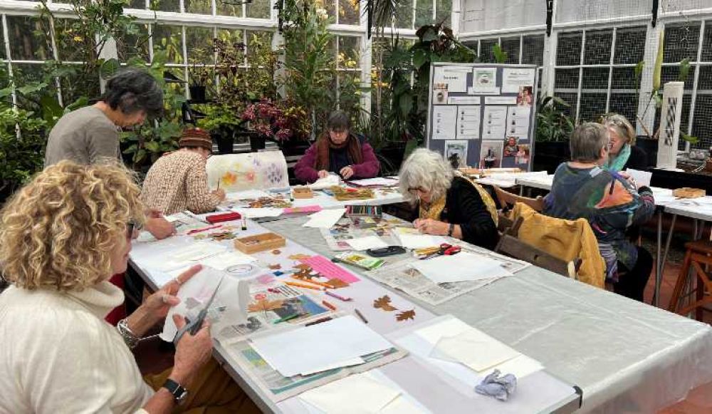 Leaf rubbing workshop in the conservatory