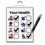 Clipboard with tick boxes about your health