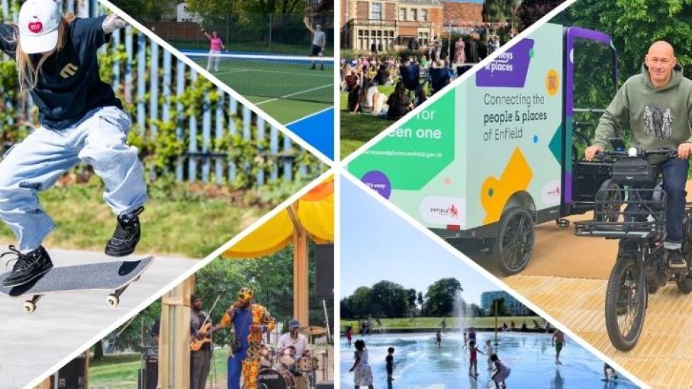 Activities around the borough including Dr Bike, water play in Enfield Town, Forty Hall, Pavillion on the Green