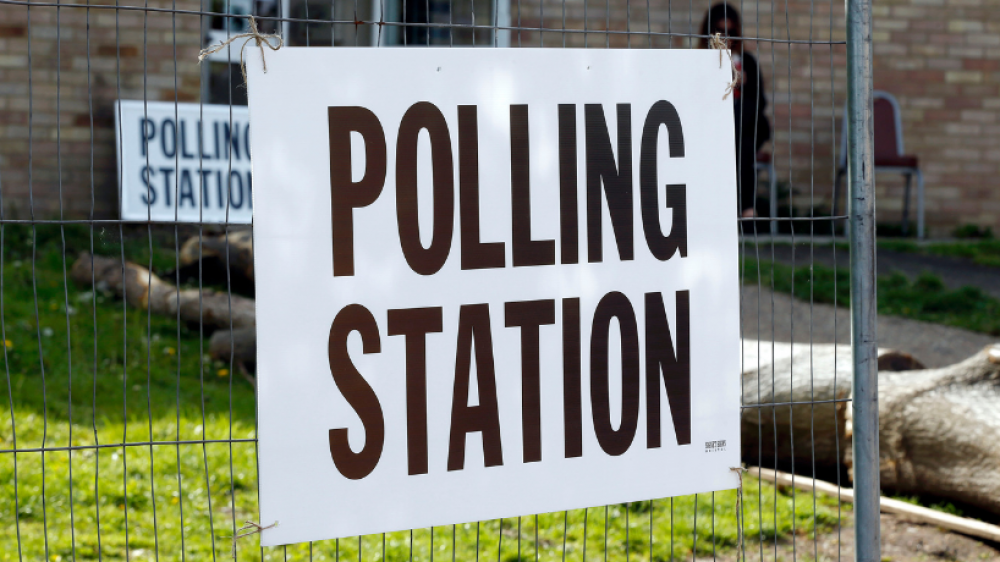 Poster saying polling station