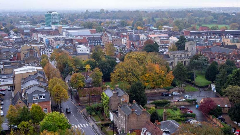 A view of Enfield Town taken from the roof of the Civic Centre