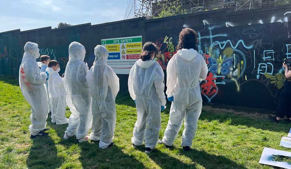 Local people at a Paint Jam workshop with Matchbox Collective