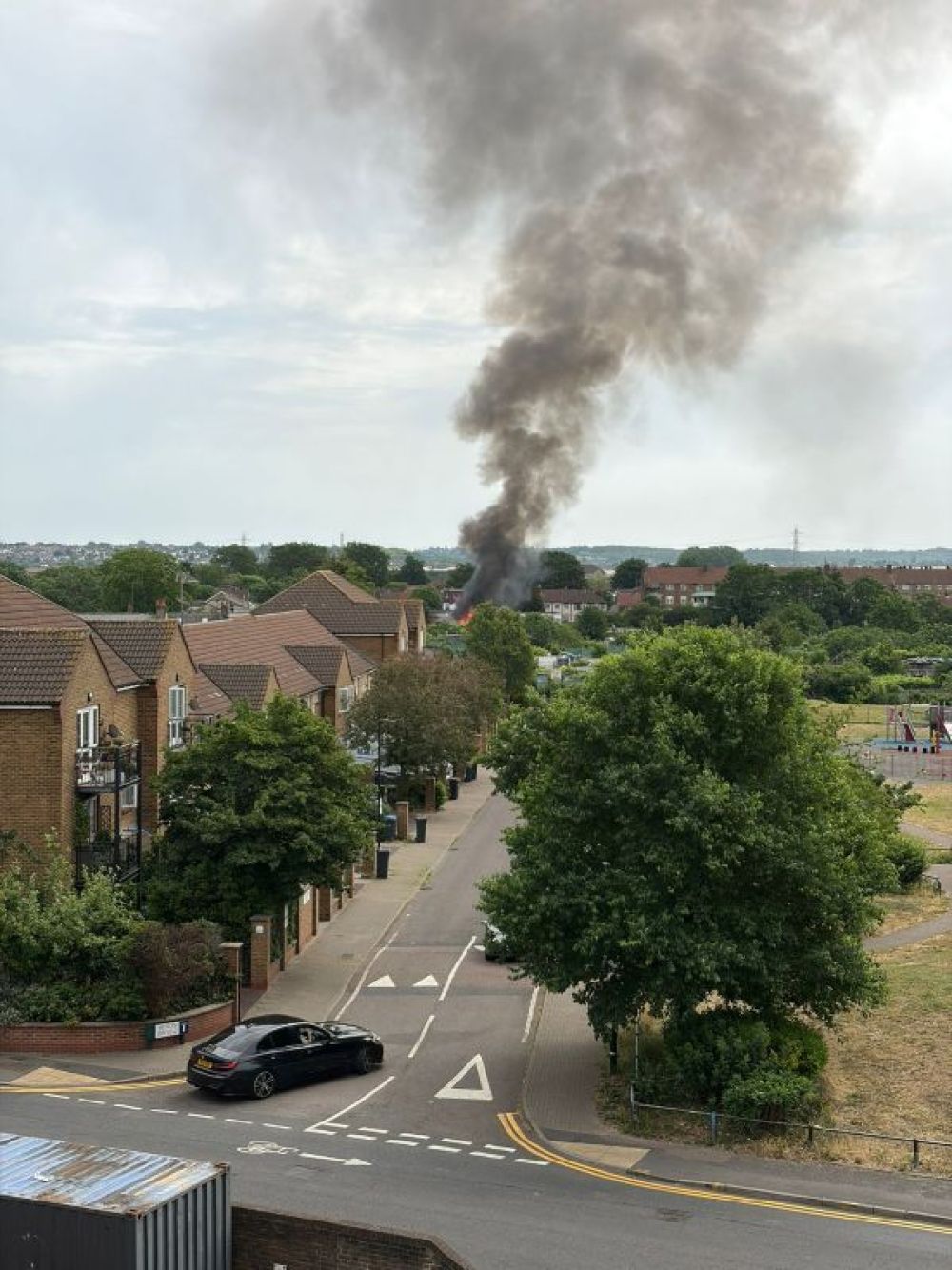Fire, taken from afar, on the allotment