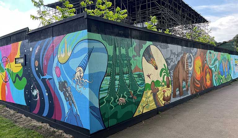 Parts of the completed mural – come to the park to see the whole work