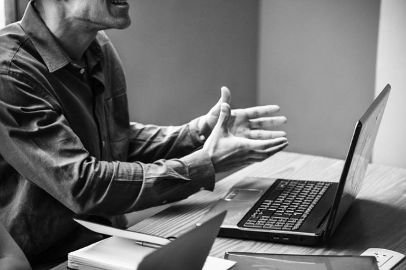 Person speaking during an online meeting