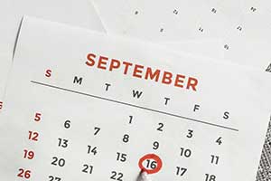 Close up of a page in a calendar